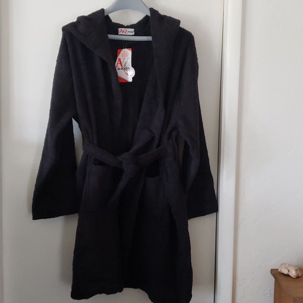 Unisex black kids robe